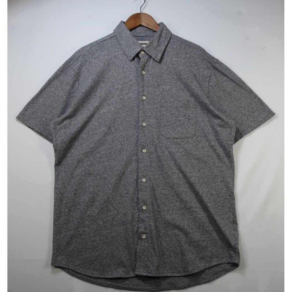 Taylor Stitch Short Sleeve Califonia Shirt Button Up Size 44 L Gray Pepper Twist